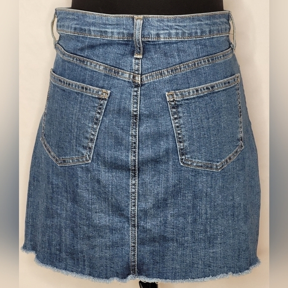 Just Black A-Line Denim Mini Skirt with Hem Destruction - Size S - Picture 6 of 10
